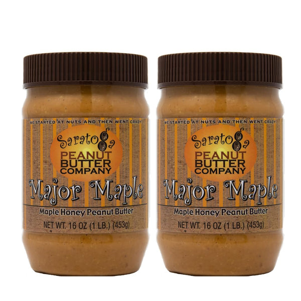 Saratoga Peanut Butter Company 2 JARS Major Maple - Maple Honey Peanut Butter. 16 Ounce Jar.