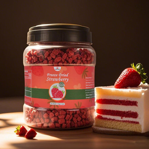 17.6 Oz/500g, 100% (17.6 oz) Premium Freeze Dried Strawberries Pieces Crispy Diced Strawberries Dried, Natural & No