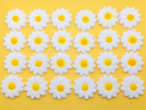 CakeSupplyShop Celebrations 24pk White Daisies Sugar Decoration Toppers for Cakes Cupcakes Cake Pops
