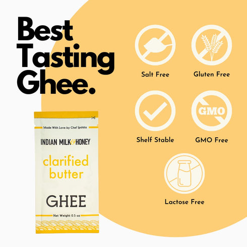 0.5 (Pack 25) Original Grass-Fed Classic Ghee Butter by Indian Milk & Honey Handmade, Locally Sourced, Lactose, Gluten