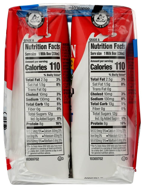 8 oz., 6 Count (Pack 2) Horizon Organic Lowfat Milk fl.