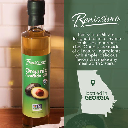 100% 16.9 Oz Benissimo Pure Organic Avocado Oil Cold-Pressed, Non-GMO, Allergen-Free Cooking Oil, Fl | Perfect