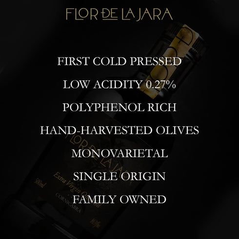 (0.27%), 16.9 oz (500ml) FLOR DE LA JARA Premium Extra Virgin Olive Oil from Spain, First Cold Pressed