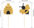 50 Pack Bee Cupcake Toppers, Glitter Bumble Bee Birthday Party Decor