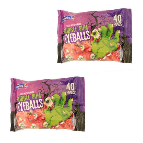Columbina Scary Eyeballs Bubble Gum, 40-ct. Bags (2 pack) for Fun Treats and Party Favors