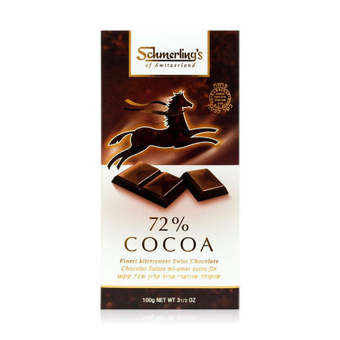 Schmerling's Dark Swiss Chocolate - 72% Cocoa - All Natural Chocolate -