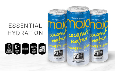 11.1 Oz (Pack 12) MOJO Coconut Water + Pineapple Juice | Hydration Drink & Sports Drink | Electrolytes Beverage |