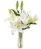 KaBloom - Serene Remembrance Bouquet of 5 White Oriental Lily With Vase