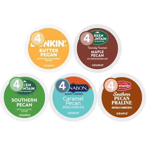 KUPIX Pecan Flavored K-Cup Pods Coffee Variety Pack Sampler. Includes Maple, Caramel, Southern