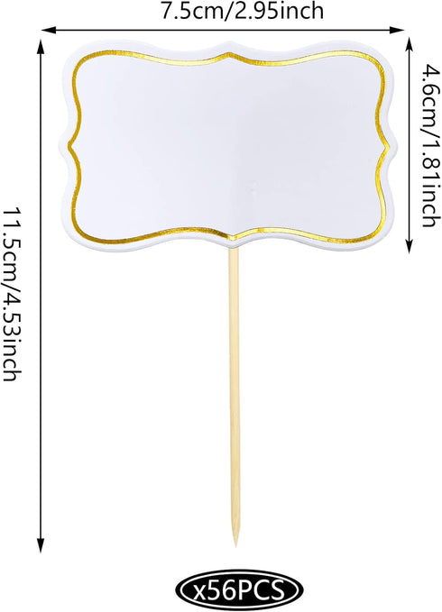 56 PCS White Cheese Markers - Cake Topper Toothpick Flags for Charcuterie Board, Buffet Labels, Appetizer Signs,