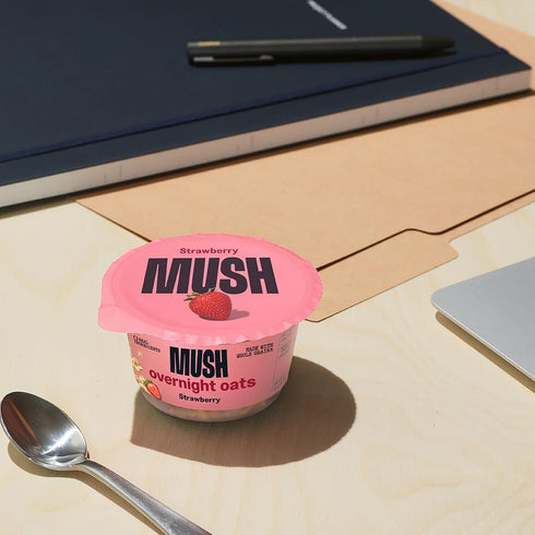 5oz MUSH Overnight Oats - Strawberry - Good Source of Fiber, Non-GMO, Dairy Free, Gluten Free