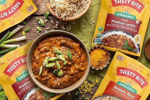 10 OZ TASTYBITE Organic Three Bean Madras Lentils