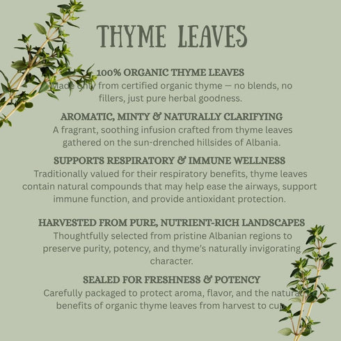Healthy Healing Herbs 100% 100 Organic Thyme Leaf Tea Bags | Natural, Non-GMO | Pure Aromatic Herbal Tea | Bags