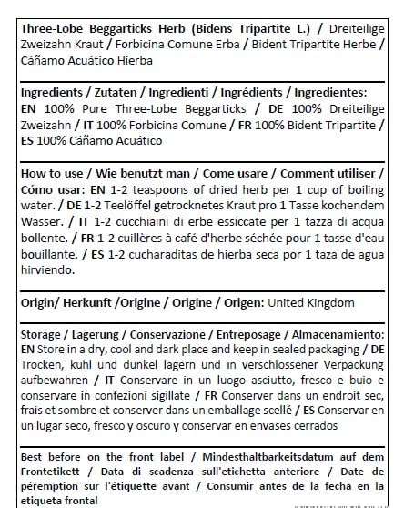 Beggarticks Herb - Three-Lobe Bidens Tripartita L, Herba Organica, Trifid Bur-marigold (50g)