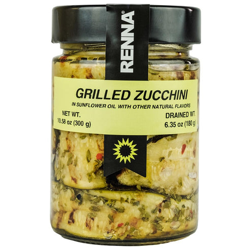 Renna, Marinaded Grilled Zucchini in Oil (10.58 oz), Ready-to eat, Authentic Culinary