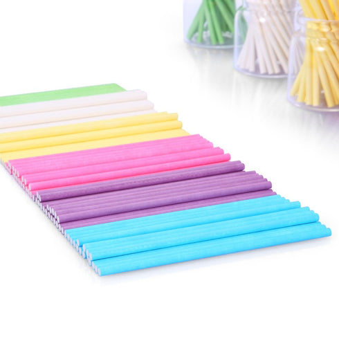 210 Count Colored Lollipop Sticks, 4 Inch, 7 Colors (Rose-red, Blue, Yellow, Purple, Green, Watermelon Red, White)
