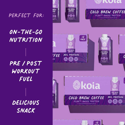 20g 3g 6g 21 11 Oz (Pack 12) Koia Plant Based Protein Shake, Cold Brew Coffee, Protein, Sugar, Prebiotic Fiber