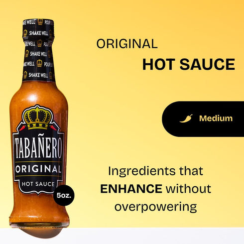 5 oz Tabaero Original Hot Sauce, Small Glass Bottle, Gourmet Spicy Sauce Gift, All Natural, Low Sodium, Made in the USA