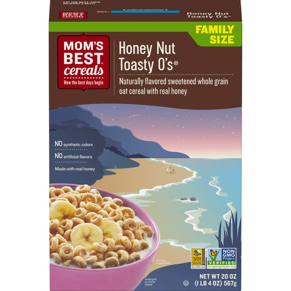 Mom's Best Honey Nut Toasty O's Cereal, Non-GMO Project Verified, Made with Whole Grain,