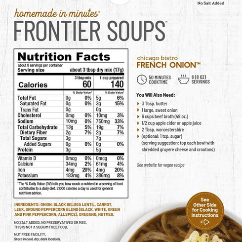 4.75 oz, 2 Frontier Soups Homemade In Minutes chicago bistro French Onion, pk
