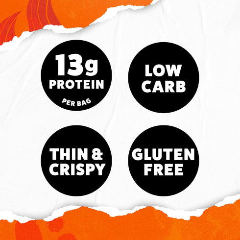 WILDE Buffalo Protein Chips, Thin and Crispy, High Protein, Keto Friendly, 1.34oz Bags (Pack of 8)