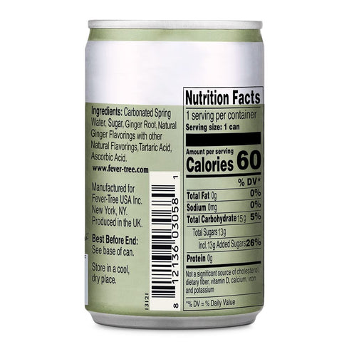 Fever Tree Ginger Beer - Premium Quality Mixer, Refreshing Beverage for Cocktails & Mocktails, 150 ML Cans (Pack of 24)