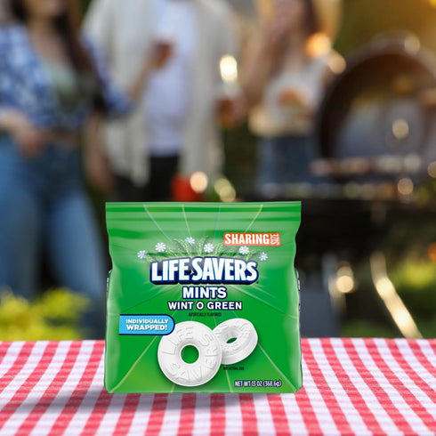 Summer 13 Oz Life Savers Wint-O-Green Candy Individually Wrapped Hard Mints, Sharing Size, Bag