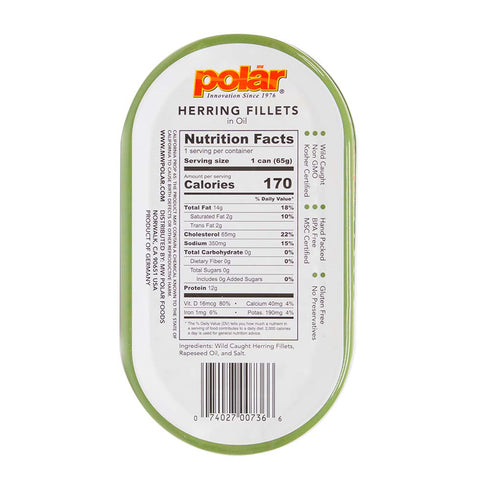3.5 (Pack 18) MW polar Herring Fillets in Oil, Ounce