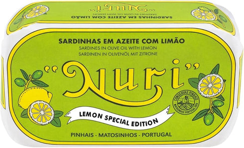 Nuri 4 Pack 4.4 oz Portuguese Sardines in Olive Oil and Lemon Special Edition - - cans