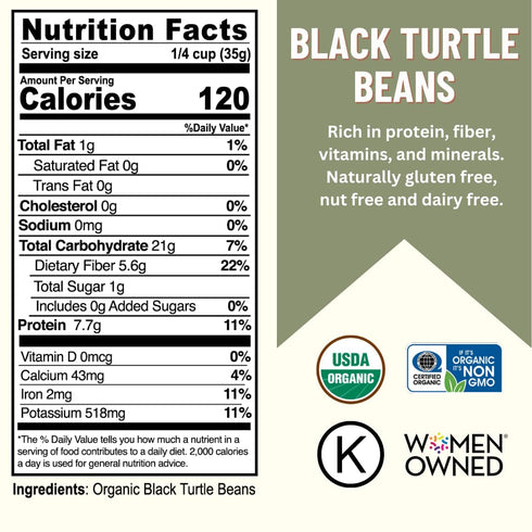 Fiber,1 lb (Pack 1) Mountain High Organics, Certified USDA Organic Dry Black Beans, Non-GMO, Vegan, Whole Dried Black