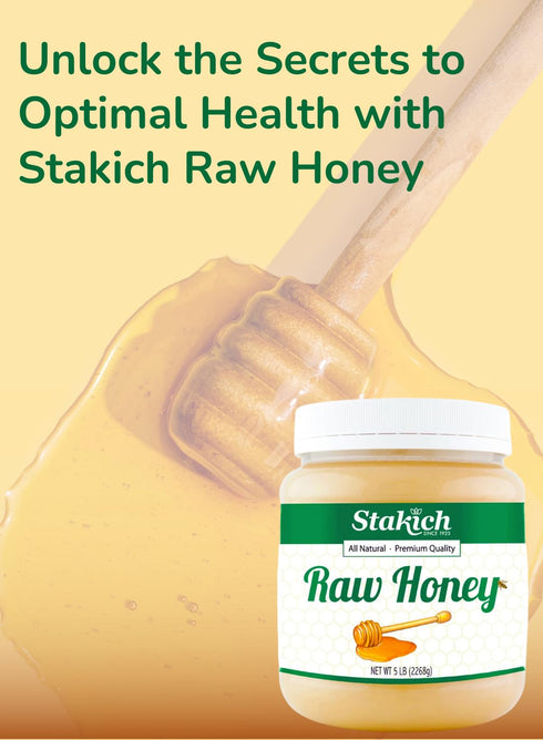 40 Stakich Raw Honey - Pure, Unprocessed, Unheated, Kosher - Ounce