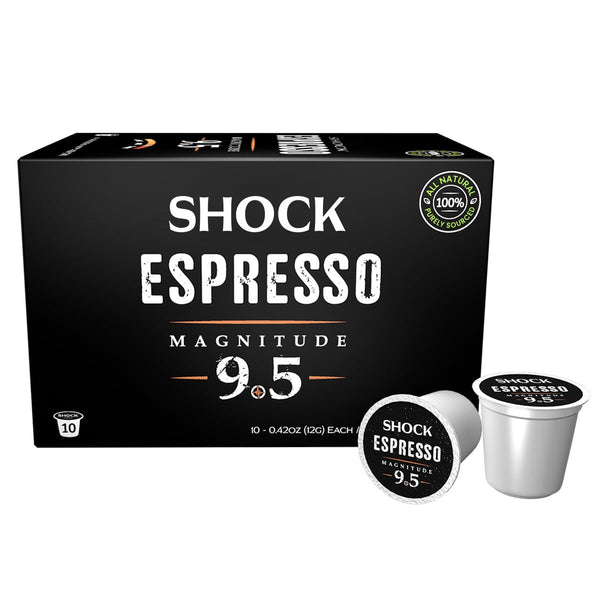 Shock Coffee Espresso 9.5 Single Serve Cups | Extra High Caffeine Strong