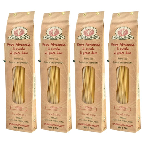 Rustichella d'Abruzzo Bucatini (Pack of 4), 500g Each - Classic Italian Pasta