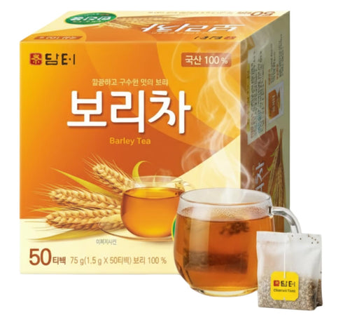 Damtuh Korean Barley Tea Roasted Boricha Mugicha, Nutty Herbal Tea, Caffeine-Free, 1.5g