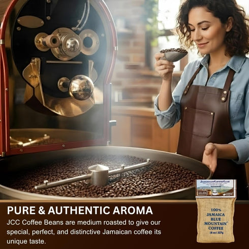 100% 8oz Pack, JamaicanCoffeeClub Blue Mountain Whole Bean Coffee, WB Jamaican Roasted Beans, Smooth Rich Flavor