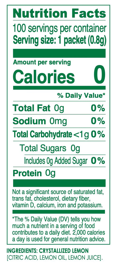 100ct (Pack 1) 0 Packets Packets True Lemon of - Water Enhancer - Bulk Dispenser - Calorie Drink Mix For Water - Sugar