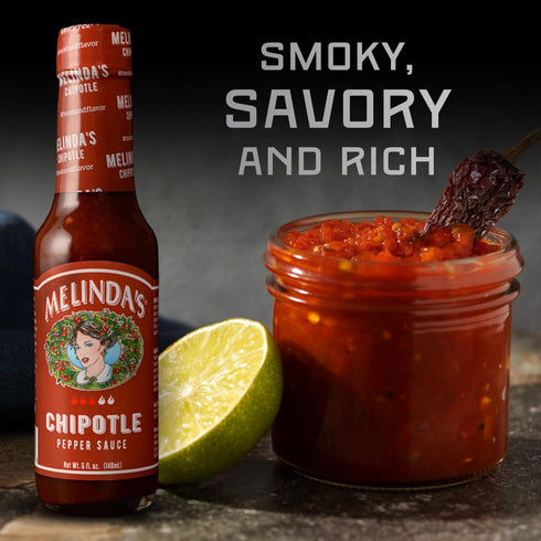Melinda’s Chipotle Hot Sauce 5oz - Gourmet Sauce with Chipotle Peppers, Keto, Kosher, Vegan, Gluten Free