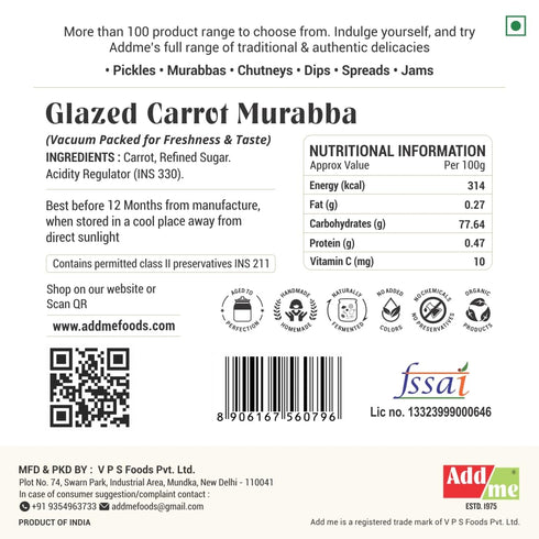 Add me 1kg Pack 1 Carrot Murabba Vacuum Without Syrup Gajar ka Murabba - Kg