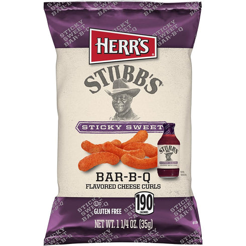 Herr's Sticky Sweet BAR-B-Q Cheese Curls 1.1/4Oz (pack of 7)
