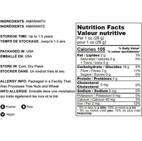 4 Food to Live Amaranth Flour, Pounds Finely Milled Whole Grains, Vegan, Kosher, Bulk. High in Dietary Fiber
