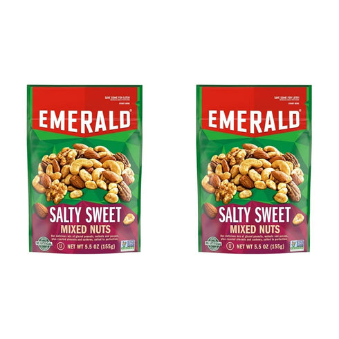 Emerald Nuts, Salty Sweet Mixed Nuts, Features Kettle Glazed Peanuts, Almonds, Cashews,