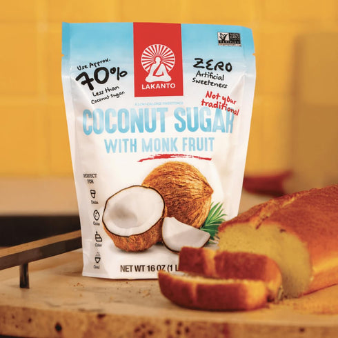 (1 lb) Lakanto Coconut Sugar with Monk Fruit Sweetener - Reduced Sugar for Coffee, Tea, Oatmeal, Cooking, Baking