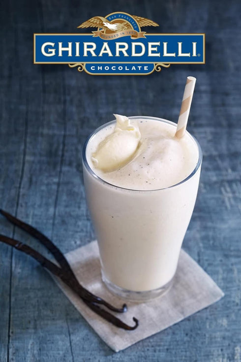 3.12 lb Ghirardelli Classic White Premium Frapp Mix, Can with Ghirardelli Stamped Barista Spoon