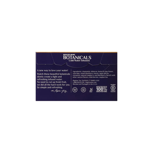 18 Count (Pack 1), 18 Bigelow Botanicals Cold Water Infusion Blackberry Raspberry Hibiscus Tea Bags Box of Herbal