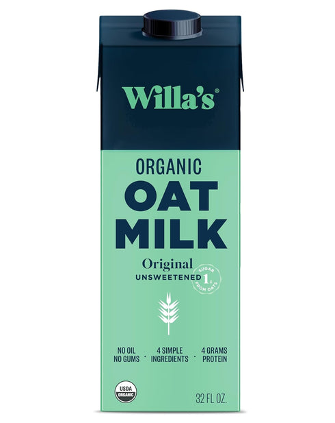 Willa's Organic Oat Milk 8.25 oz - Unsweetened Original Oatmilk, Non-GMO, Bobby