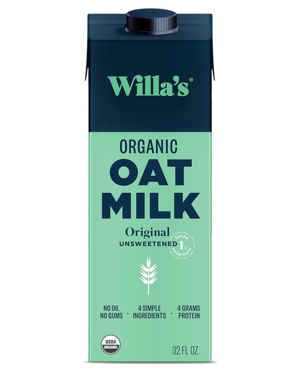 Willa's Organic Oat Milk 8.25 oz - Unsweetened Original Oatmilk, Non-GMO, Bobby