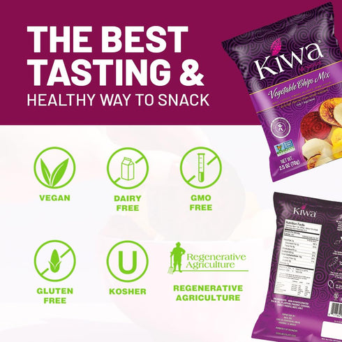 6-Pack 2.5oz (6 Count) Kiwa Vegetable Chips Mix Gluten-Free, Vegan, Kosher, Non-GMO Snack Made with Cassava, Parsnip