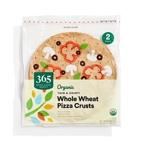 365 by Whole Foods Market , Organic Whole Wheat Thin & Crispy Pizza Crusts, 2 ct