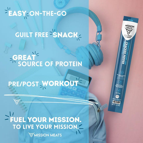 30, 1oz (24ct) Mission Meats Pork Meat Sticks Antibiotic Free, Sugar Free, Individually Wrapped, AIP Friendly
