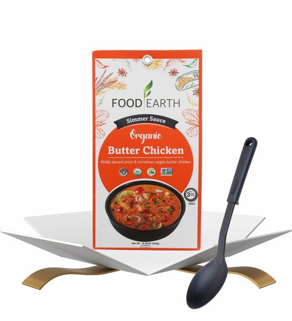 GROVE Sauce Simmer Butter Chicken, 10.58 OZ Bundle with Black Nylon Basting Spoon